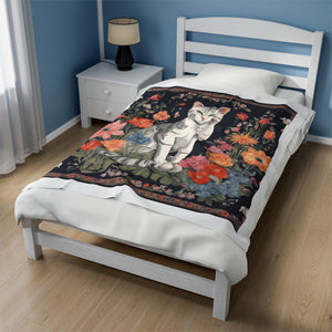 Velveteen Plush Cat Tapestry Blanket