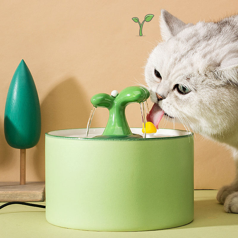 1.5L Electric Ceramic Cat Drinking Water Fountain