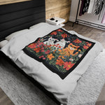 Velveteen Plush Cat Flower Blanket