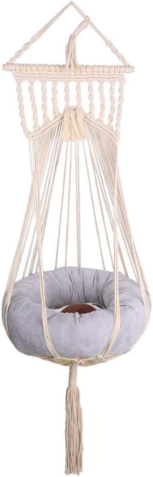 Macrame Cat Hammock Boho Interior Cat Bed (Beige)