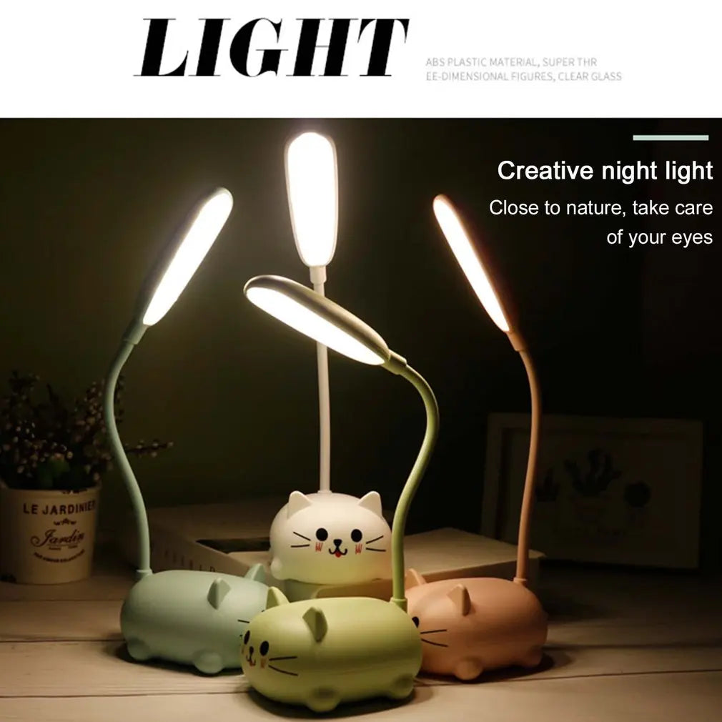 Led Colorful Night Light Table Lamp Cartoon Cute Pet Cat Light Usb Child Eye Protection Warm White Desk Lamp LED Reading Light