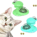 Interactive Cat Toy Windmill Portable Scratch Hair Brush Grooming Shedding Massage Suction Cup Catnip Cats Puzzle Training Toy