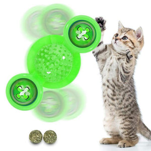 Interactive Cat Toy Windmill Portable Scratch Hair Brush Grooming Shedding Massage Suction Cup Catnip Cats Puzzle Training Toy